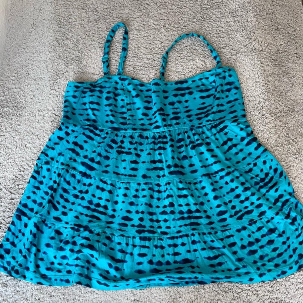 Blue and Black Patterned Sleeveless Top
